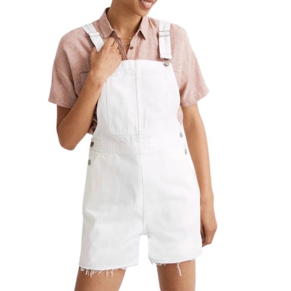 Madewell Women M Adirondack Short Overalls Coastal Grandmother Clean Girl Summer